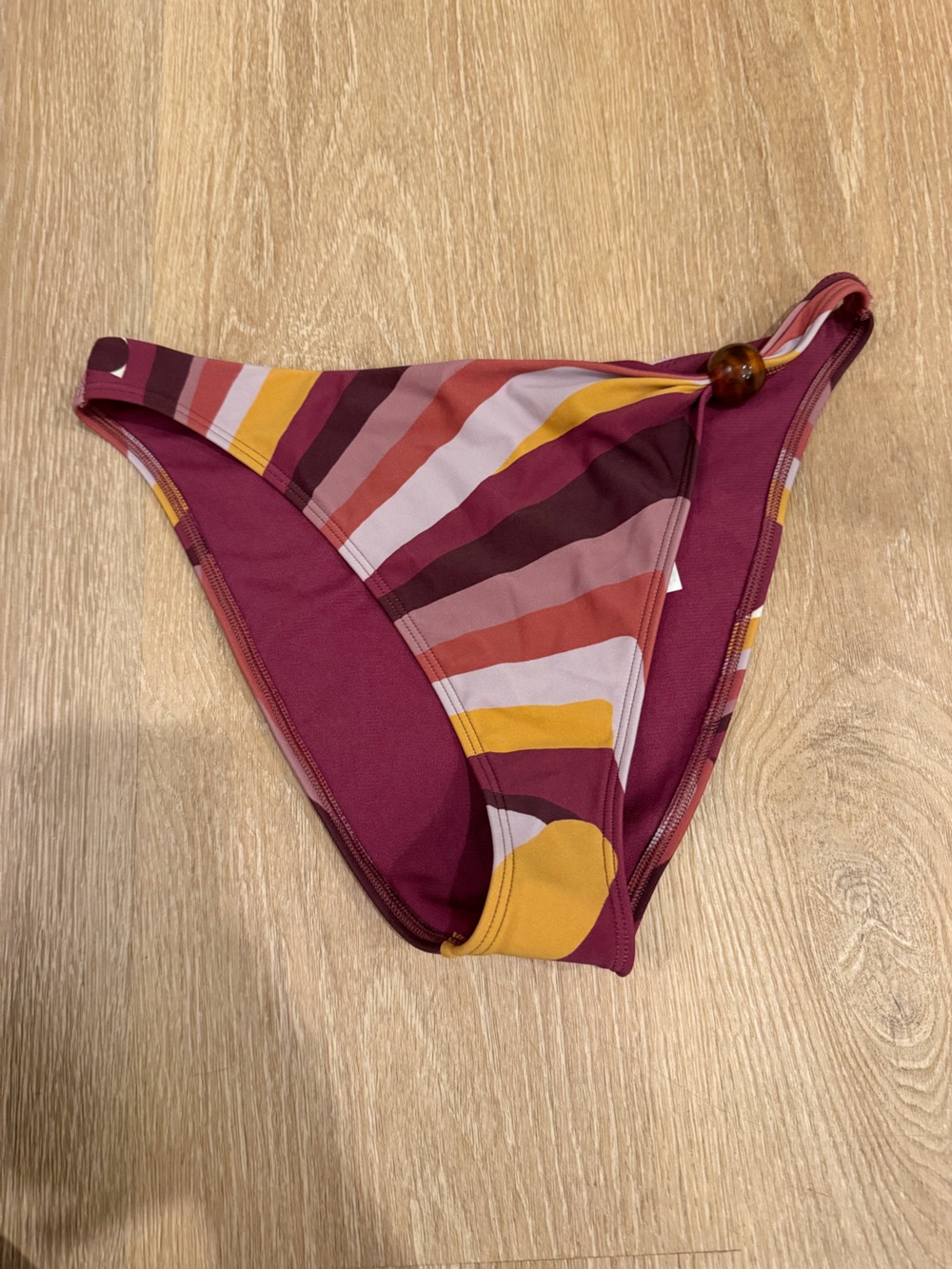 Abercrombie & Fitch Burgundy Multi-Stripe Women’s Bikini Bottom
